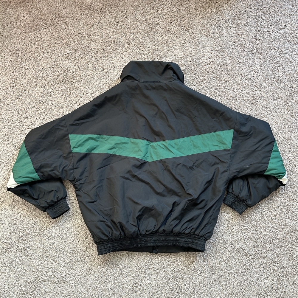 Urban Outfitters Black Green White Striped Puffer Jacket Size XS - Picture 2 of 13